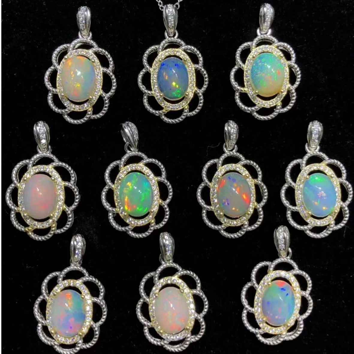 

925 Sterling Silver 6x8mm Opal Necklace Jewelry Give Gifts