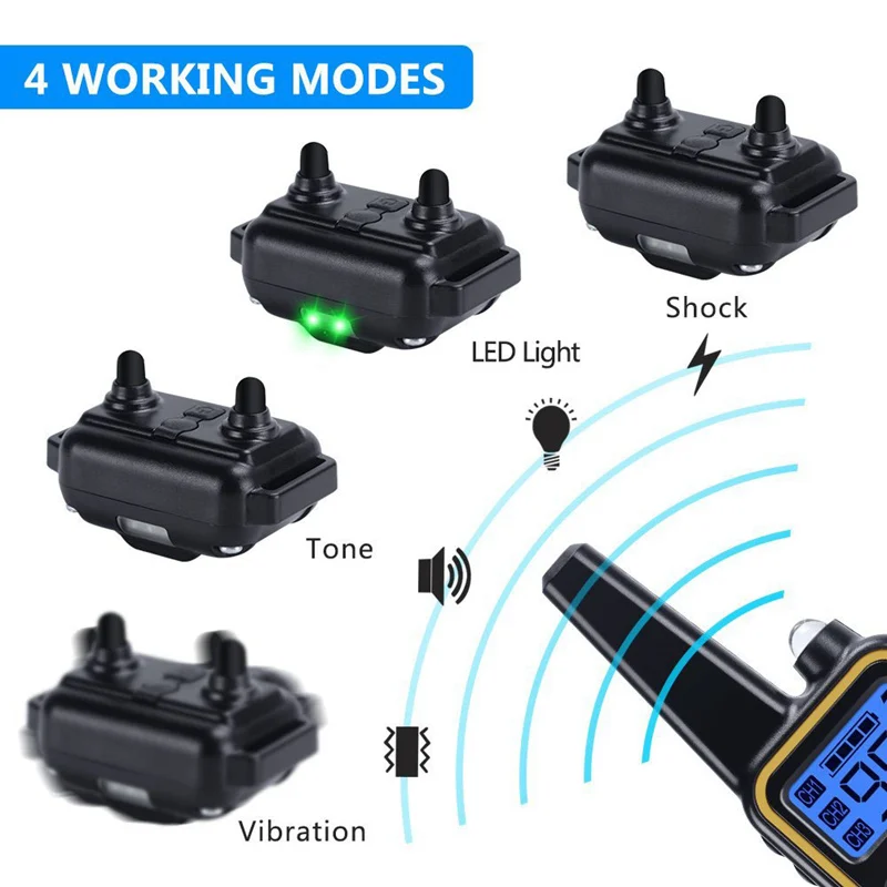 US Plug дистанционный ошейник для дрессировки собак, перезаряжаемый с звуковым сигналом, вибрацией и ударным электронным ошейником