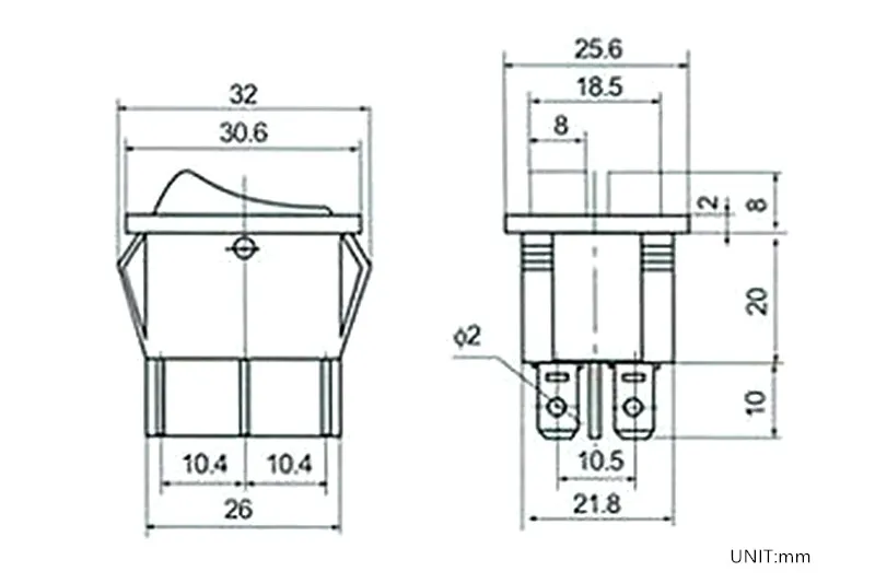 Description Picture 2 of item1PCS KCD8 6PIN 16A 250V 20A 125V Double Light Switch Rocker Switch Waterproof ON-OFF KCD6 Boat Power Switch