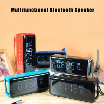 

Portable Bluetooth Speaker Wireless 3D Stereo Loudspeaker Time Temperature Display Clock FKU66
