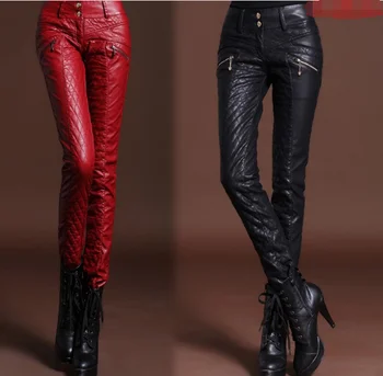 

Chic Winter Womens Leather Slim Fit Pants Warm Trousers Leggings Skinny Pant N016
