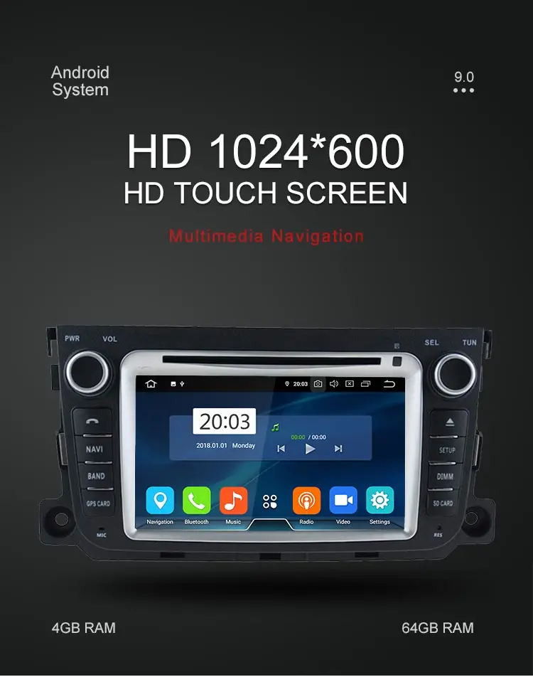 Besina Android 9,0 автомобильный dvd-плеер для Mercedes Benz Smart 2013- gps 2 Din автомобильный радиоприемник мультимедиа 4G+ 64G wifi