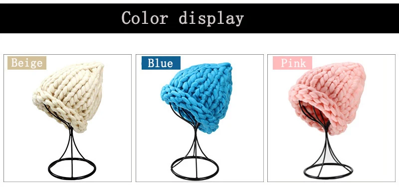 Women Winter Warm knit hat New manual Coarse wool Weaving fashion crimping outdoor Ski Skullies Beanies cap Female Z184