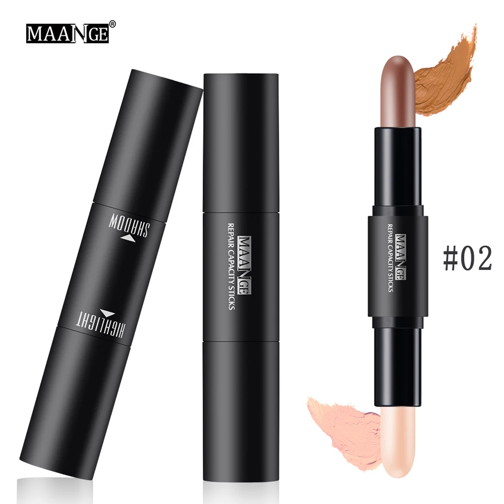 

Double-ended Lady Facial Highlighter Foundation Base Contour Corrector Stick Full Cover Blemish Beauty Make Up Concealer TSLM2