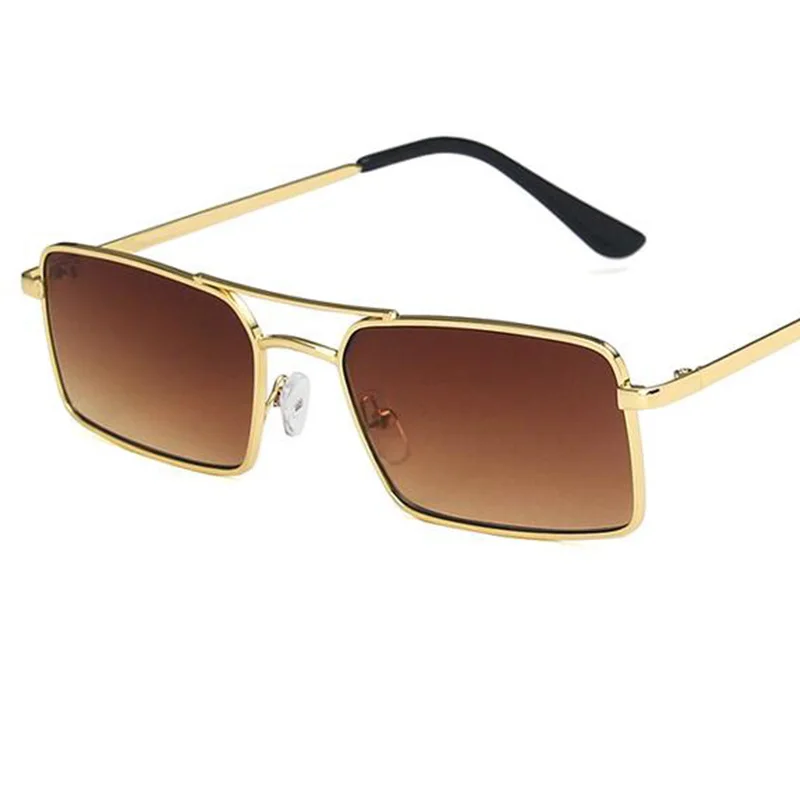 Double Bridge Rectangle sunglasses Women Mens Brand Designer Small - Main Image