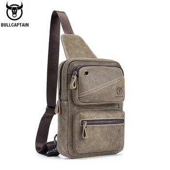

BULLCAPTAIN Genuine Leather men's chest bag can be used for 7.9-inch iPai large-capacity pocket messenger bags casual bag's