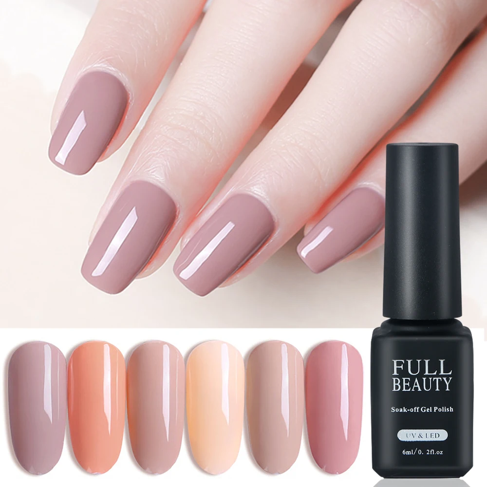 

6ml Nude UV Gel Nail Polish Rose Pink Hybrid Color Series Semi Permanent UV LED Hybrid Gel Lacquer Manicure Varnish LAJR01-06