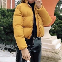 Женская парка, короткая куртка, водолазка, толстое теплое пальто, женское стильное одноцветное пальто на молнии, Женская Повседневная зимняя верхняя одежда D25