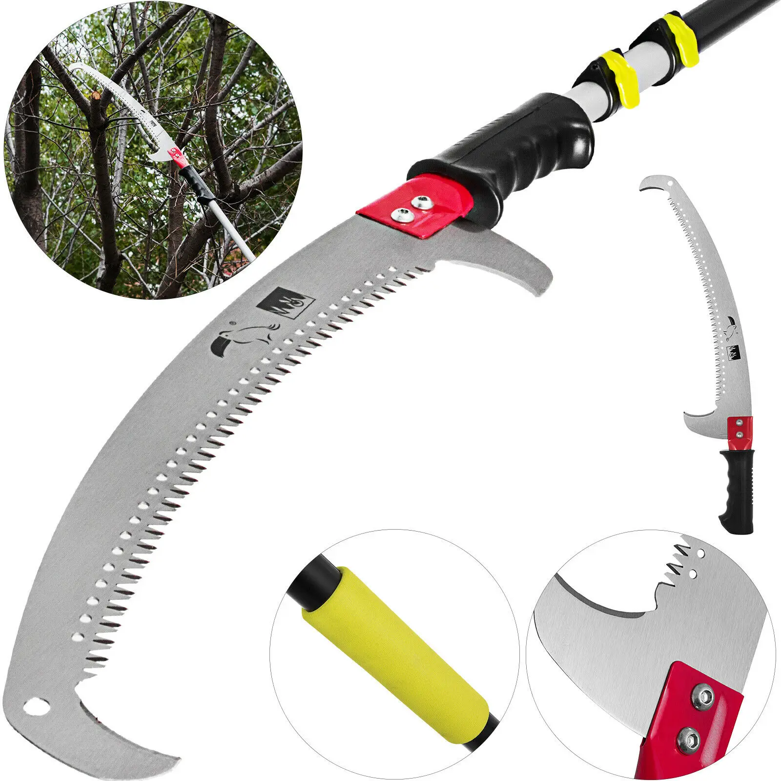 Special  VEVOR 6-19Ft Telescopic Pole Saw 23 Inch Curved Saw Blade Sharp Foam Grip Trimming