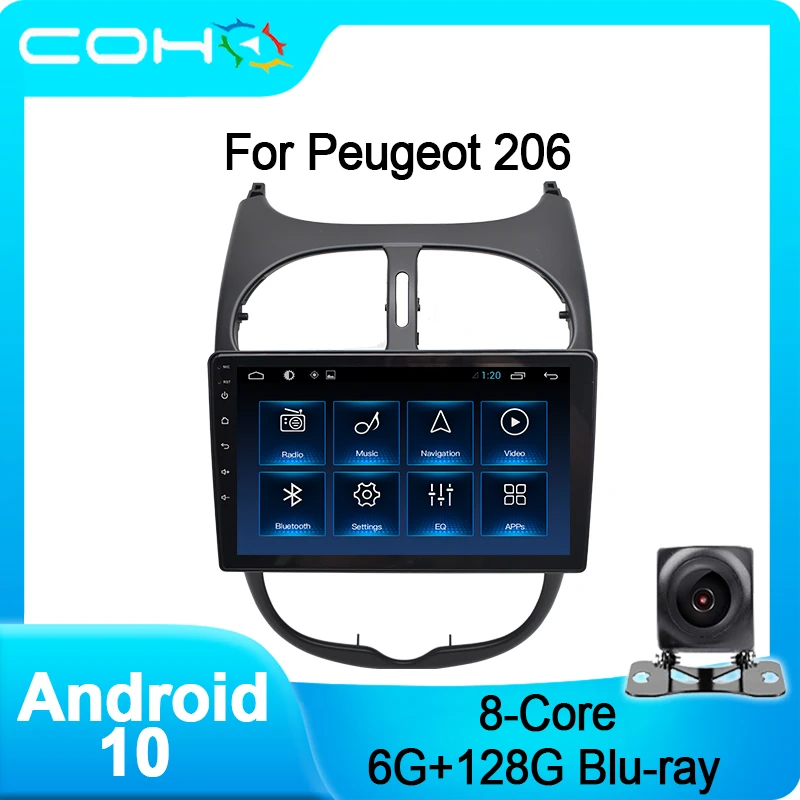 Автомобильный мультимедийный плеер COHO для Peugeot 206 2001-2008 Gps стерео Радио Android 10
