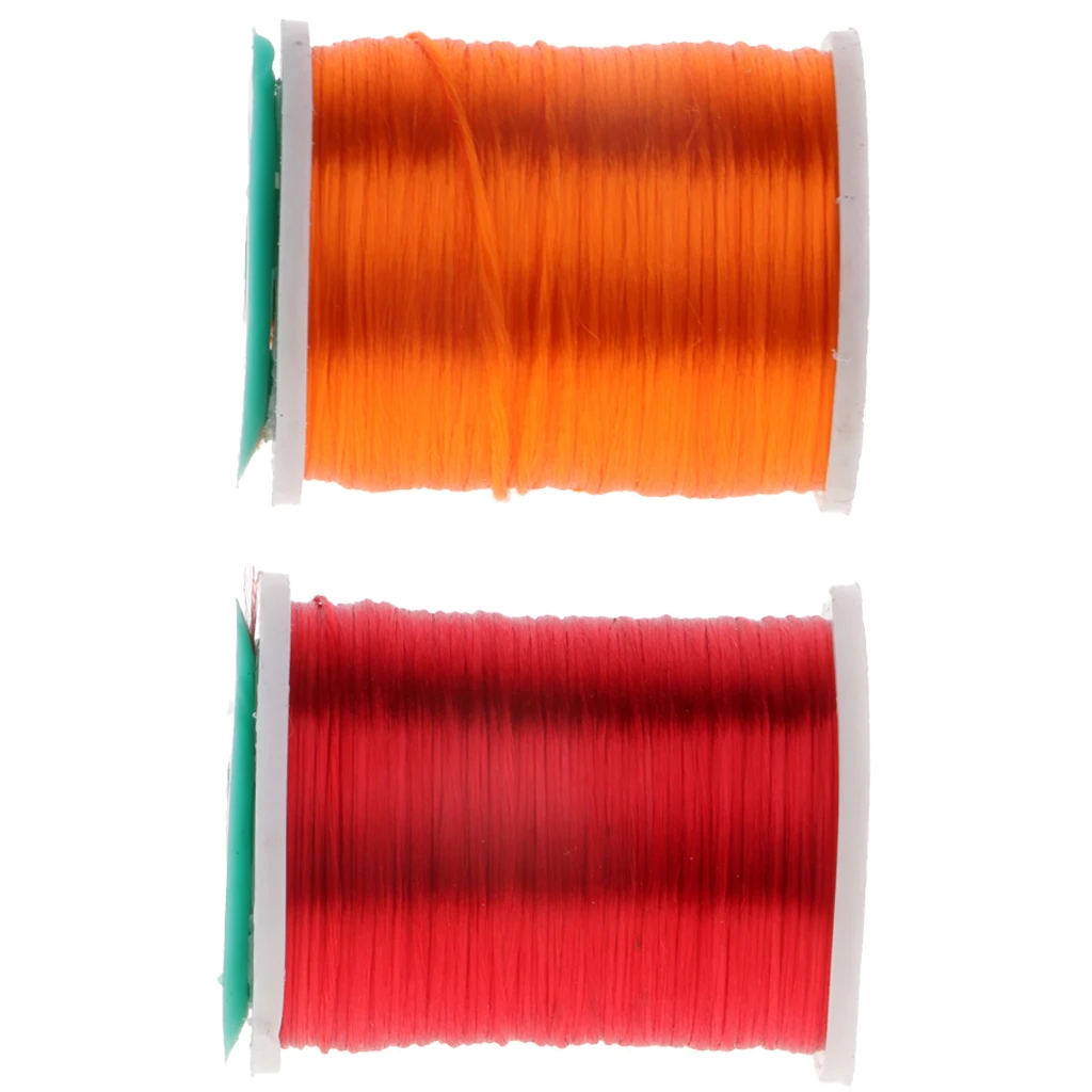 2Pcs 210 Denier Fly Tying Thread Fishing Flies Streamer Tying Accessory 250m Orange Red