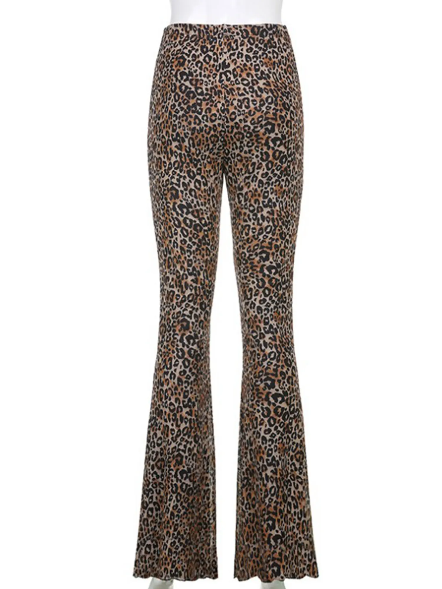 High Waist Brown Leopard Flare Leggings 