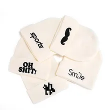 Новинка, шапка с вышитыми буквами, шапочка, унисекс, акрил, Повседневные шапки, Осень-зима, вязанный головной убор для взрослых, для женщин и мужчин