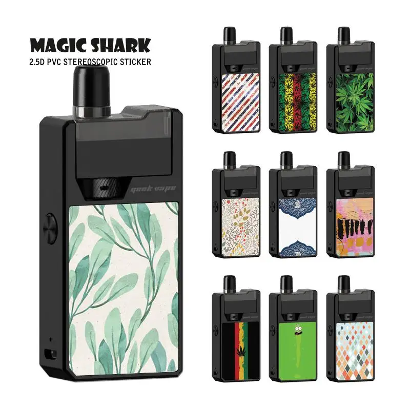 

Magic Shark 2019 Fashion Leaf Painting China Rick and Morty Flower Vape Sticker Kit Cover Film Case Skin for Frenzy KIT