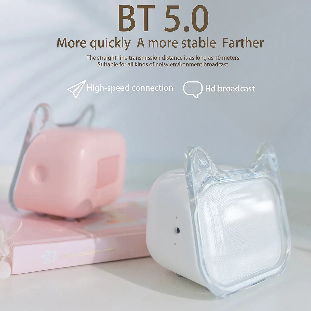 

New Coming Lovely Portable BT 5.0 Wireless Speaker Loud Stereo Sound Cute Cat with Photo Frame dropshipping
