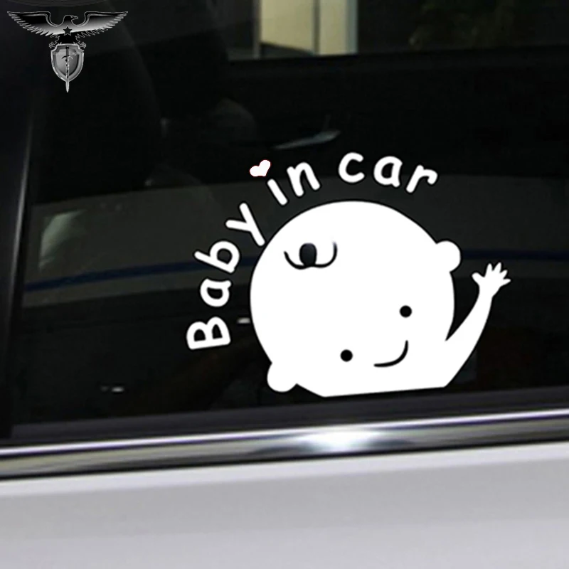 "Baby In Car" Waving Baby on Board Safety Sign Cute Car Decal Vinyl Sticker PVCA