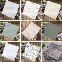 Multi-color Optional Marble Wall Stickers PVC Retro Style Wood Pattern Floor Stickers Kitchen Self-adhesive Imitation Tile Decal