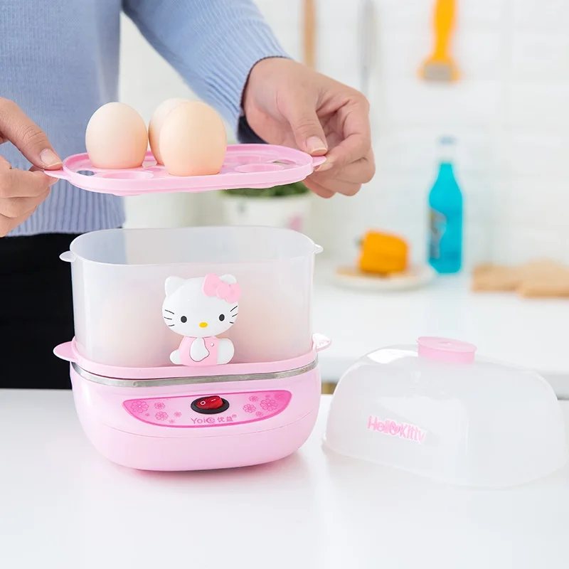 Мультяшный Кот Кухонный Контейнер для яиц котел яйцеварка Пароварка многофункциональная плита двухслойная Пароварка машина для завтрака