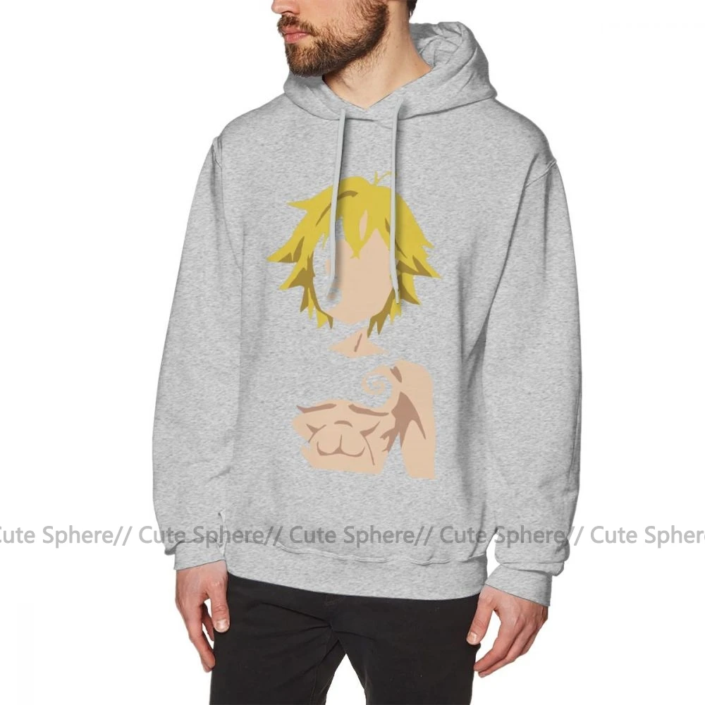 Толстовка с капюшоном Seven Deadly Sins Meliodas, хлопковый Повседневный пуловер с капюшоном, мужская толстовка с длинным рукавом, свободные толстовки XXL, Осенние белые толстовки - Цвет: Gray
