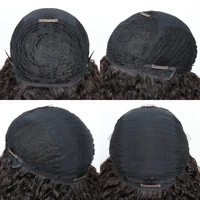 Perruques afro bouclées avec frange pour femmes noires, densité 250%, sans colle, cheveux humains courts Bob 6