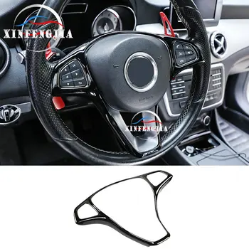 

For Mercedes-Benz A B C E CLA GLA GLC GLE GLS Class W205 W213 X253 W176 C246 C117 Black Steering Wheels Button Frame Trim Cover