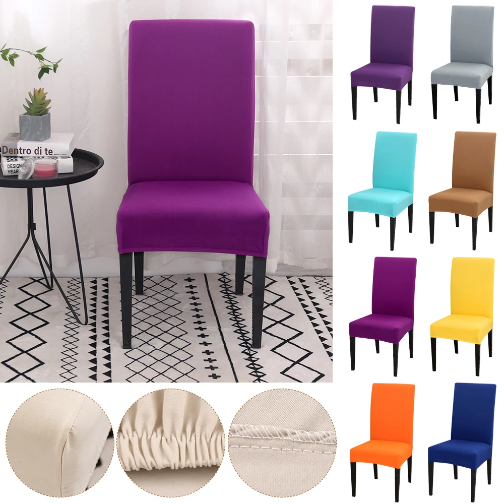 

23 Colors Solid Color Chair Cover Spandex Stretch Slipcovers Chair Protection Covers For Dining Room Kitchen Wedding Banquet
