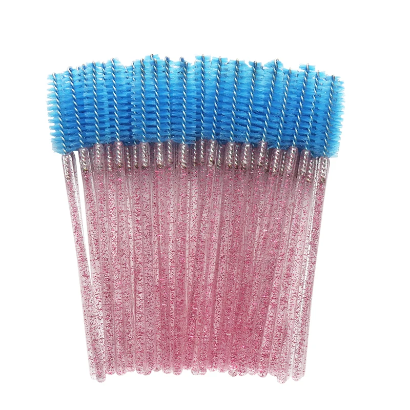 1000 шт одноразовые палочки для туши, аппликаторы, разноцветные кисти для туши, кисти для ресниц, бровей, косметические кисти, инструмент для макияжа - Handle Color: shiny rose blue