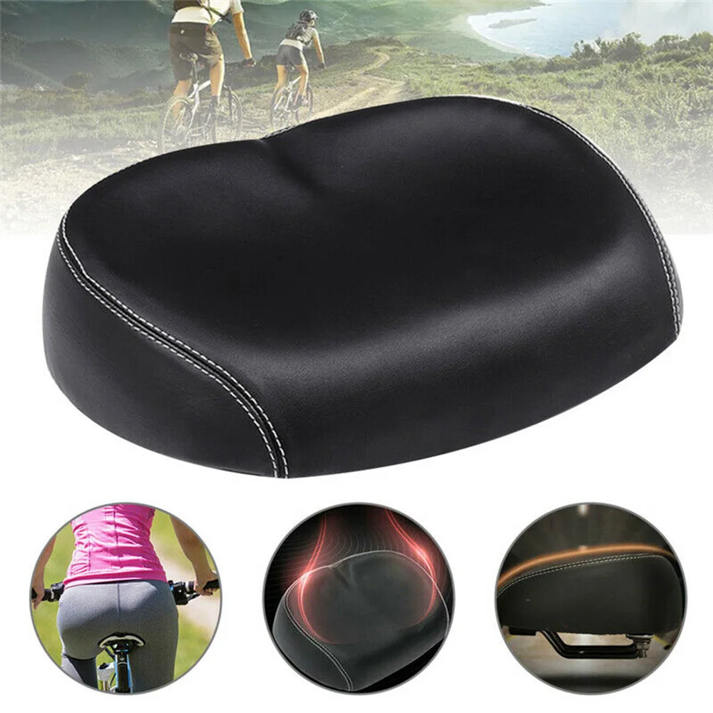 Selle De Vélo Confort Large - Coussin Souple En Mousse Et PU, Noir, Universelle VTT/ville
