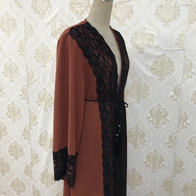 F820 Fashion Adult lace embroidered Robe Dress Muslim Turkish Dubai Abaya Musulman Arab Worship Service