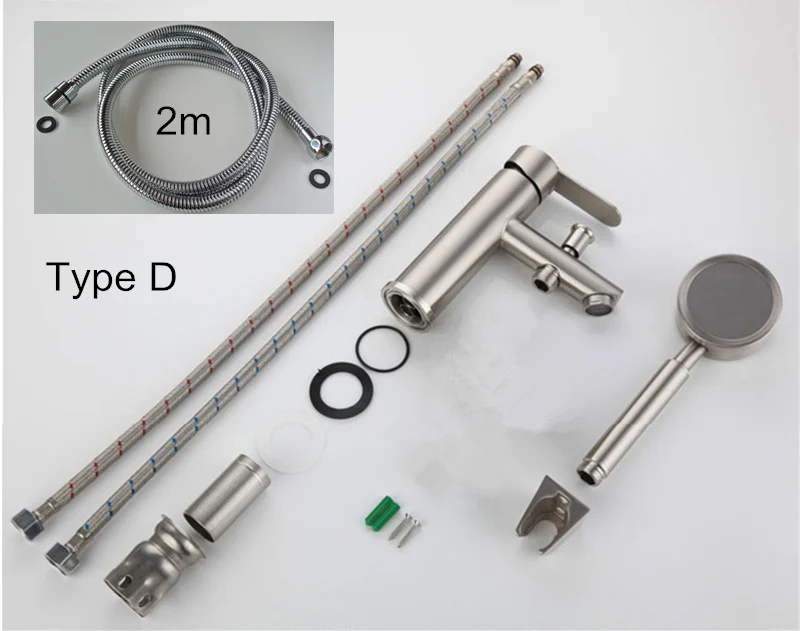 304 насадка для душа высокого давления из нержавеющей стали, ручной распылитель для душа, водосберегающий кран для ванной, раковины, распылитель - Color: shower faucet set D