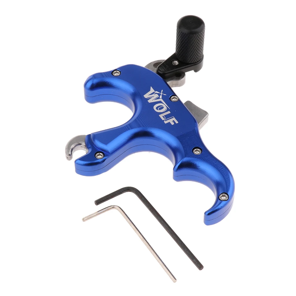 3 Finger Compound Bow Release Aids Caliper Thumb Trigger Grip Handle Archery Accessories for Target Hunting Practice Training