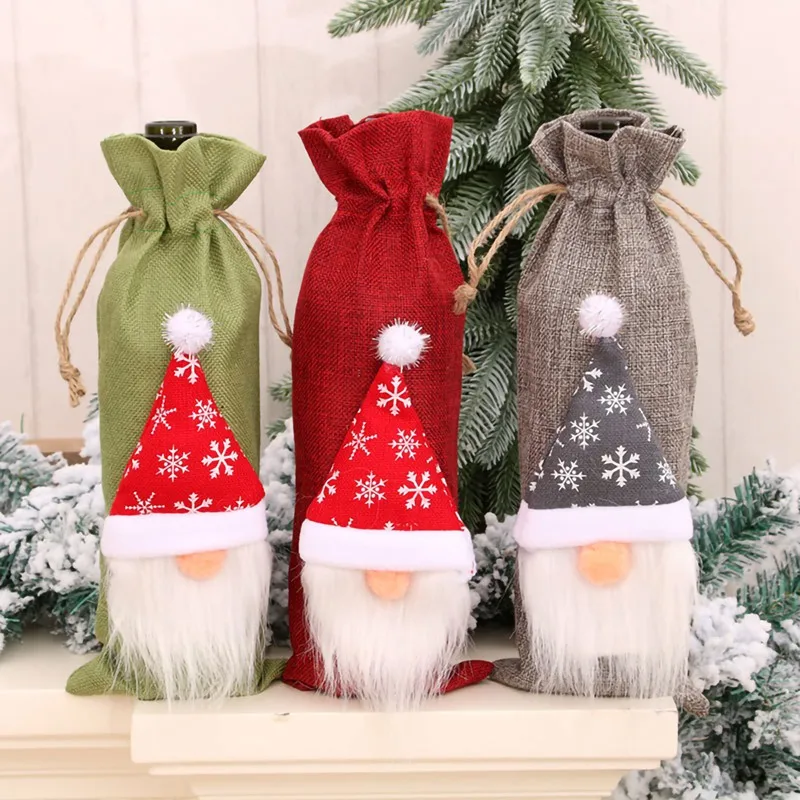 Christmas Decorations Christmas Wine Bottle Cover Merry Christmas Decorations For Home Ornament Xmas Table Decor New Year Navidad Gift