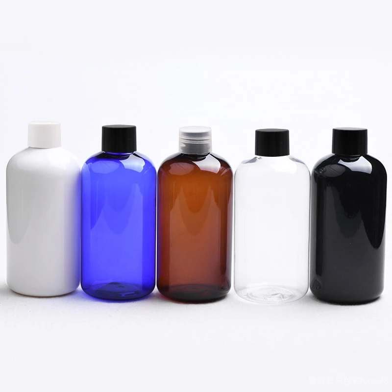 20 개 250ml 앰버 빈 화장품 포장 샴푸 액체 비누 병 갈색 컨테이너 나사 뚜껑 애완 동물 병, 도매