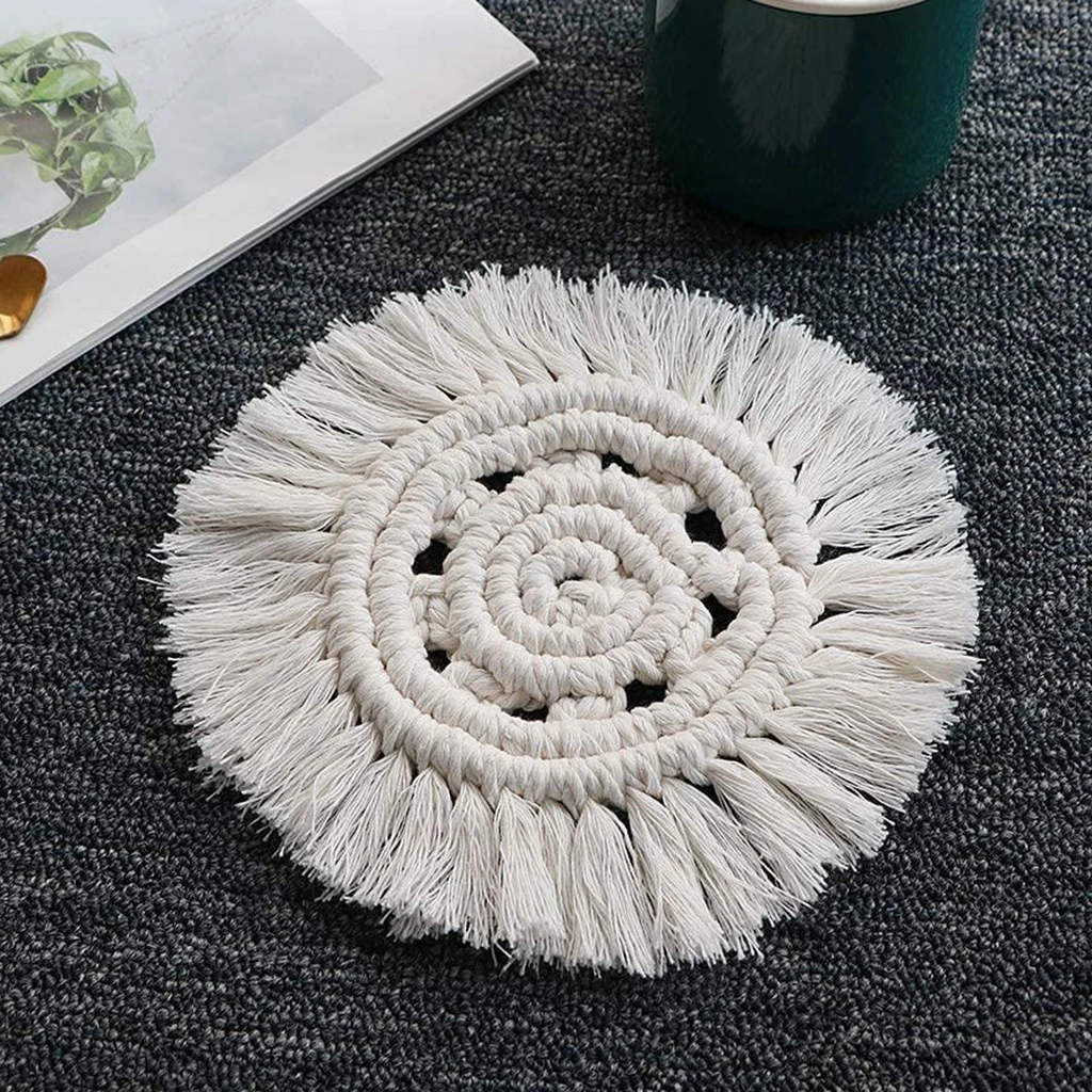 Nordic Coaster Braided Woven Macrame Cup Mat Table Placemat Kitchen Gift