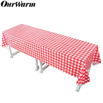 

OurWarm Picnic Party Supplies Red and White Checkered Tablecloth Farm Birthday Dinner Party Square Tablecloth 137*274cm