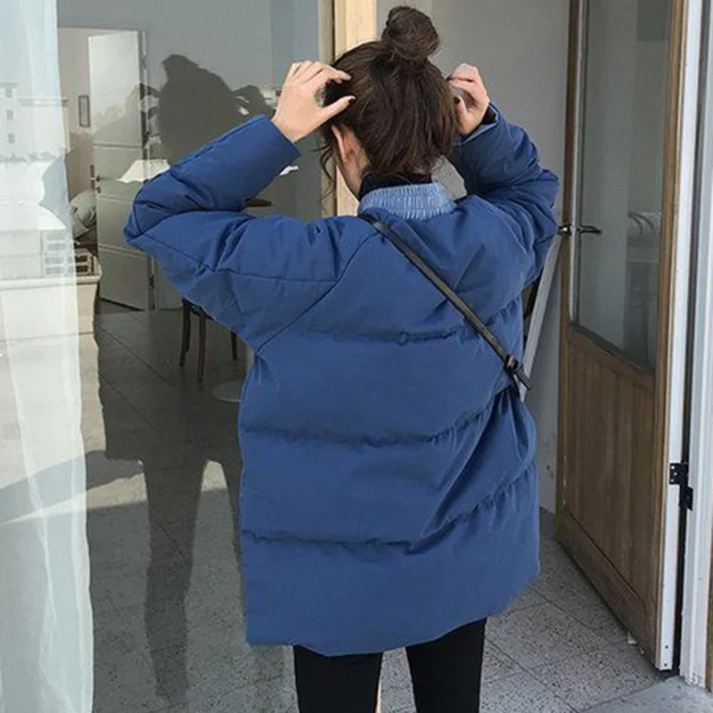Женские парки большого размера 5XL в стиле пэчворк, с круглым вырезом, синие, для девочек, новые, плотные, зимние, теплые, высокое качество, простые, свободные, подходят ко всему, Harajuku, хит