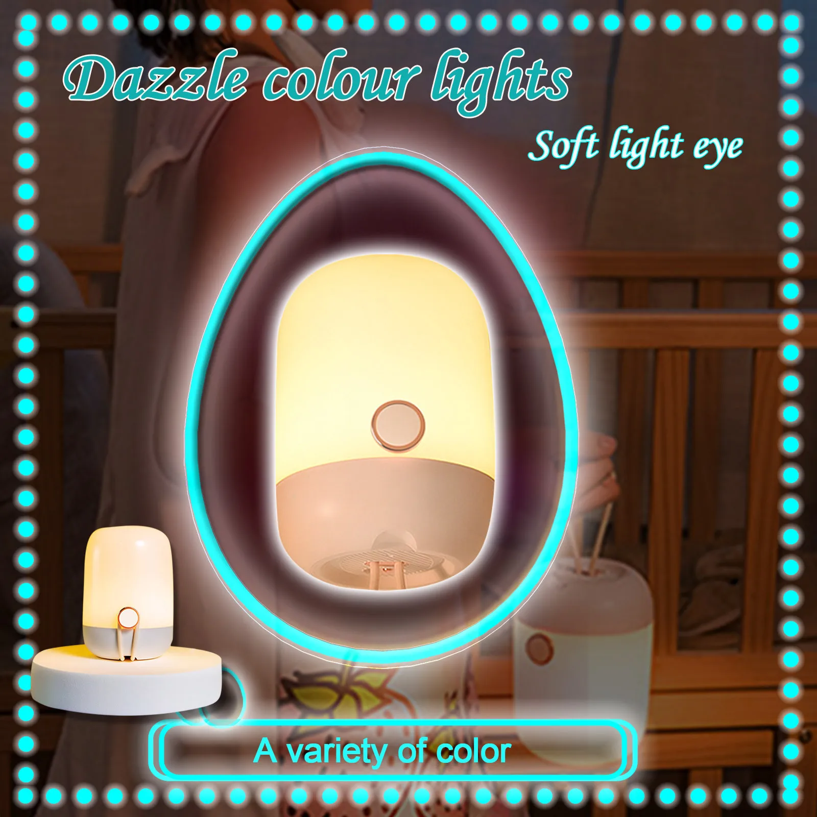 Ручной ночник с плавным затемнением светодиодный зарядкой и теплым светом