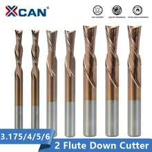 Cortador de flauta XCAN 2 3.175 4 5 6mm, vástago izquierdo en espiral, fresa de extremo en espiral de carburo para cortar aluminio CNC, broca de enrutador