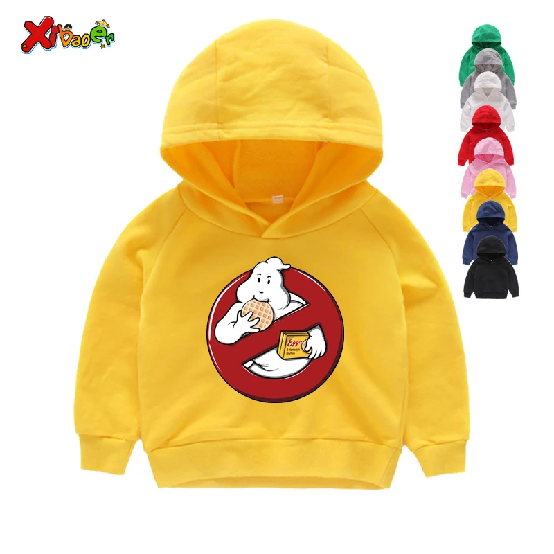 Boys and Girls Old School Logo Ghostbuster Print Hoodies Kids Stay Puft Funny Clothes Black Hoodies& Sweatshirts 3-12 Years