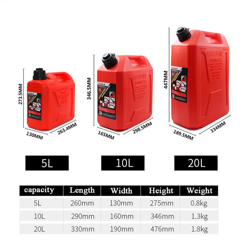 5L 10L 20L Liter Plastic Spare Fuel Cans Oil Diesel Gasoline Container Jerrycan Oil Motorcycle Car Oil Petrol Can Canister Tanks
