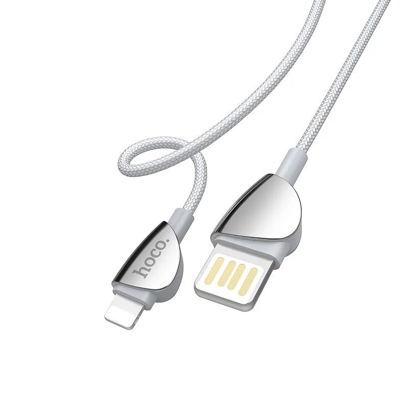 silver for iPhone HOCO U62 27 шт./лот 1,2 м нейлоновый USB двусторонний кабель для iPhone кабель Micro кабель для samsung USB кабель зарядное устройство провод - Цвет: silver for iPhone