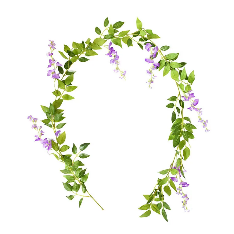 180cm Fake Ivy Wisteria Flowers Artificial Plant Vine Garland for Room Garden Decorations Wedding Arch Baby Shower Floral Decor