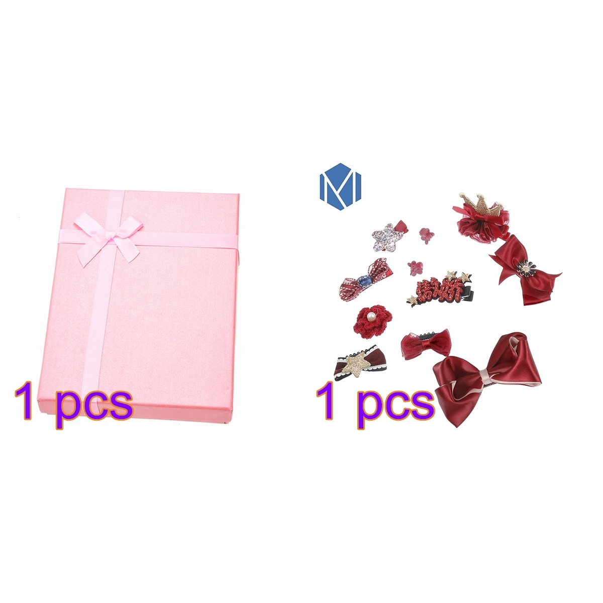 Red M MISM/ модные красивые Галстуки для волос для девочек, розовый Новогодний подарочный набор, детские украшения для волос, украшения принцессы для девочек - Цвет: Red