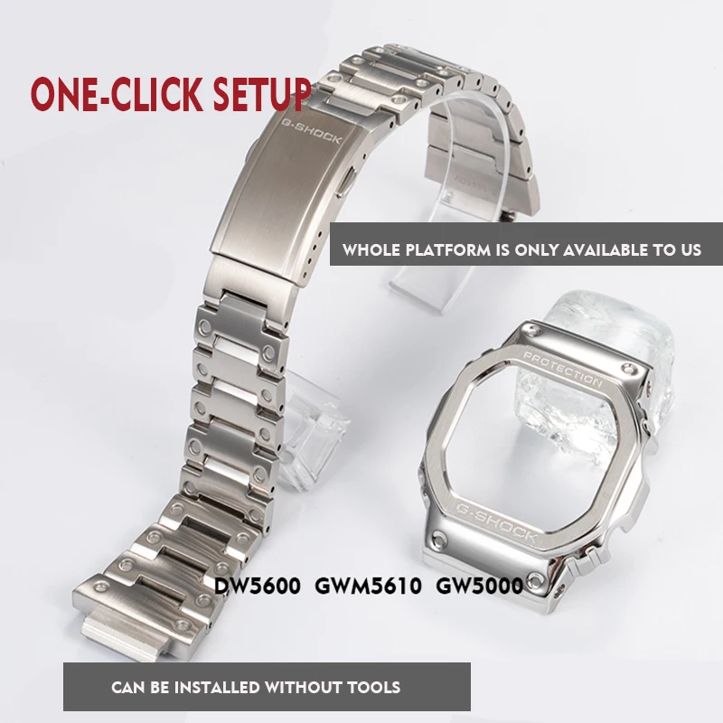 316L ремешок из нержавеющей стали ободок/чехол для Casio DW5600 GWM-B5000 GW-M5610 металлический ремешок стальной ремень инструменты для мужчин/женщин