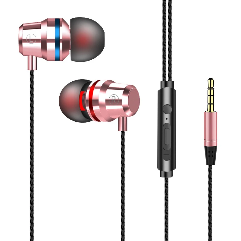 Проводные стерео наушники-вкладыши металлические наушники 3,5 мм AUX Наушники с микрофоном Бас-гарнитура для телефона Xiaomi huawei - Цвет: Pink