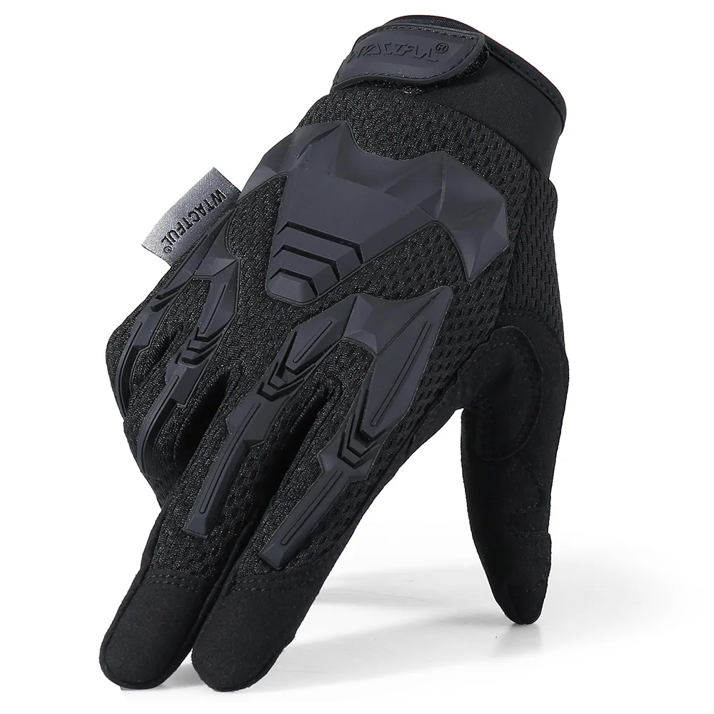 Перчатки для велоспорта на открытом воздухе, ветрозащитные спортивные походные тактические перчатки для езды на мотоцикле, противоударные MTB велосипедные перчатки с полным Multicam пальцем для мужчин и женщин - Цвет: Black