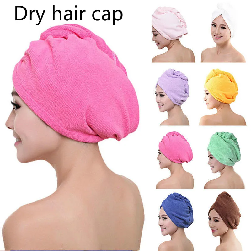 

Microfiber Hair Drying Towel Wrap Turban Head HatBun Cap Shower Dry Microfiber Bath Tower