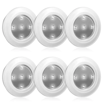 6 Stuks Draadloze Led Intelligente Kast Licht Met Afstandsbediening Ronde Nachtlampje 3 Aa Battery Operated Voor Kasten Lamp