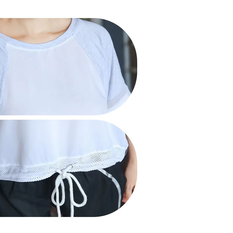 L-XXXXL, Женские однотонные рубашки для йоги, дышащие сетчатые спортивные топы, футболки для йоги с коротким рукавом, спортивные рубашки для спортзала, одежда для фитнеса и бега