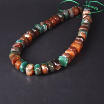 

15.5"/strand Green Red Agates Faceted Rondelle Spacer Beads,Natural Onxy Stone Gems Cut Nugget Pendants Necklace Jewelry Making